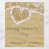 Étiquette Pour Bouteilles De Vin Coeur "Heureuse Sainte-Valentin" écrit dans le sab (Étiquettes simples)