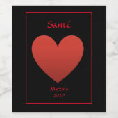 Étiquette Pour Bouteilles De Vin Coeur rouge (Étiquettes simples)