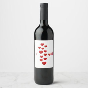 Étiquette Pour Bouteilles De Vin coeur rouge valentin Je t'aime