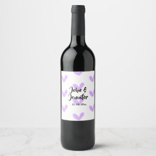 Étiquette Pour Bouteilles De Vin coeur violet aquarelle valentine couple nom da