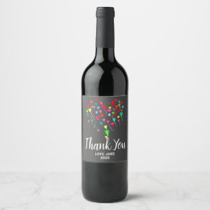 Étiquette Pour Bouteilles De Vin Coeurs art aquarelle merci cadeau