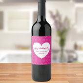 Étiquette Pour Bouteilles De Vin Coeurs blancs roses chauds Saint Valentin