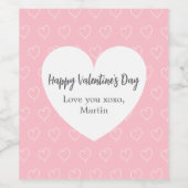 Étiquette Pour Bouteilles De Vin Coeurs blancs roses Saint Valentin (Étiquettes simples)