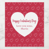 Étiquette Pour Bouteilles De Vin Coeurs blancs rouges Saint Valentin (Étiquettes simples)