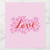 Étiquette Pour Bouteilles De Vin Coeurs d'amour - rose et rouge (Étiquettes simples)