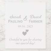 Étiquette Pour Bouteilles De Vin Coeurs d'argent Mariages personnalisés (Étiquettes simples)