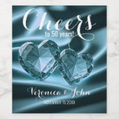 Étiquette Pour Bouteilles De Vin Coeurs de cristal sur Satin 50e anniversaire Maria (Étiquettes simples)