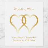 Étiquette Pour Bouteilles De Vin Coeurs d'or Étiquette de vin mariage (Étiquettes simples)