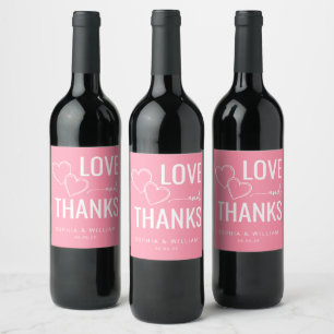 Étiquette Pour Bouteilles De Vin Cœurs roses affectueux