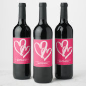 Étiquette Pour Bouteilles De Vin Coeurs roses mignons Valentines Couples (Bouteilles)