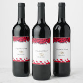 Étiquette Pour Bouteilles De Vin Coeurs rouges élégants (Bouteilles)