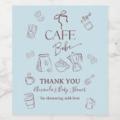 Étiquette Pour Bouteilles De Vin Coffee Theme Blue Bow Cafe Bebe Boy Baby Shower (Étiquettes simples)