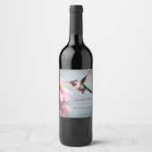 Étiquette Pour Bouteilles De Vin Colibri et Mariage d'Hibiscus | Bleu (Devant)