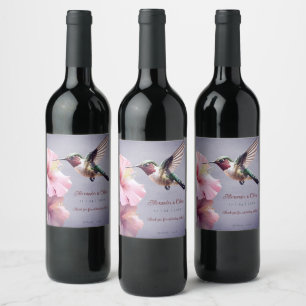 Étiquette Pour Bouteilles De Vin Colibri et Mariage d'Hibiscus   Pourpre