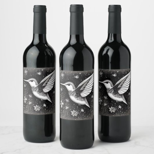 Étiquette Pour Bouteilles De Vin Colibri & Fleurs (Bouteilles)