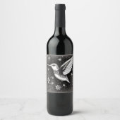 Étiquette Pour Bouteilles De Vin Colibri & Fleurs (Devant)