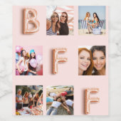 Étiquette Pour Bouteilles De Vin Collage de photos de blush or rose ami (Étiquettes simples)