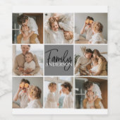 Étiquette Pour Bouteilles De Vin Collage familial photo et cadeau gris personnalisé (Étiquettes simples)