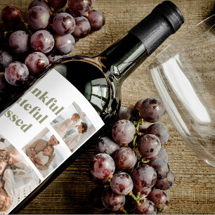 Étiquette Pour Bouteilles De Vin Collage moderne Trois photos Wi-Bon thanksgiving