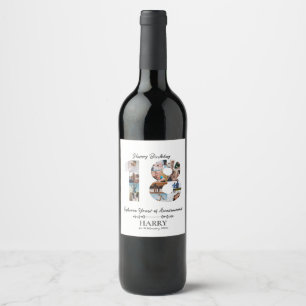 Étiquette Pour Bouteilles De Vin Collage photo personnalisé 18e anniversaire