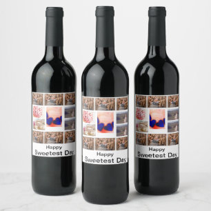 Étiquette Pour Bouteilles De Vin Collage photo personnalisé Jour le plus doux 11