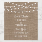 Étiquette Pour Bouteilles De Vin Collection de Mariages Rustic Burlap (Étiquettes simples)