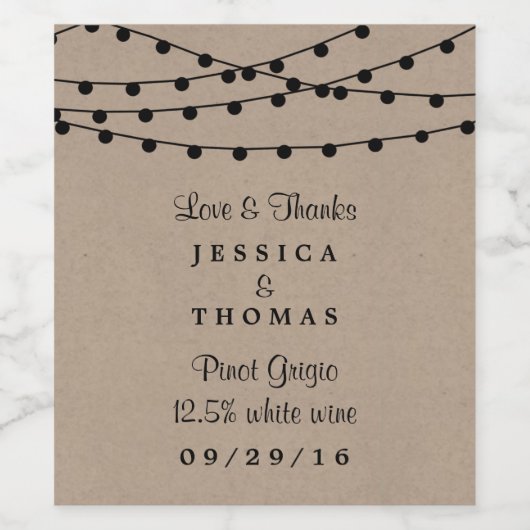 Étiquette Pour Bouteilles De Vin Collection de Mariages Rustic Kraft (Étiquettes simples)