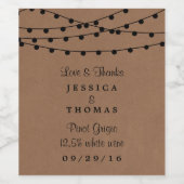 Étiquette Pour Bouteilles De Vin Collection de Mariages Rustic Kraft (Étiquettes simples)
