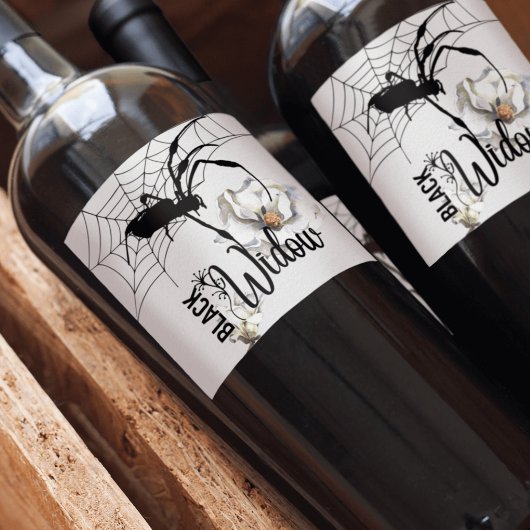Étiquette Pour Bouteilles De Vin Collection de timbres d'Halloween "Veuve noire"
