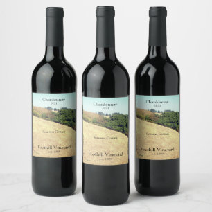 Étiquette Pour Bouteilles De Vin Collines sèches avec arbres