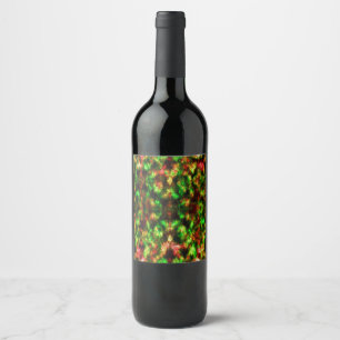 Étiquette Pour Bouteilles De Vin Coloré en vert, jaune à rouge avec des plumes.