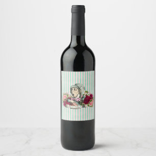 Étiquette Pour Bouteilles De Vin Coloré Vintage Wonderland Mad Hatter