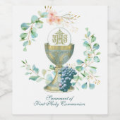 Étiquette Pour Bouteilles De Vin Communion Catholique Traditionnelle Eucalyptus Dan (Étiquettes simples)