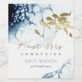 ÉTIQUETTE POUR BOUTEILLES DE VIN COMMUNION PREMIÈRE SAINTE NAVY OR POISSONS SOUS-MA (Étiquettes simples)