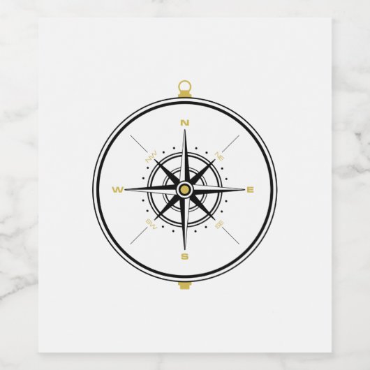 Étiquette Pour Bouteilles De Vin Compas (Étiquettes simples)