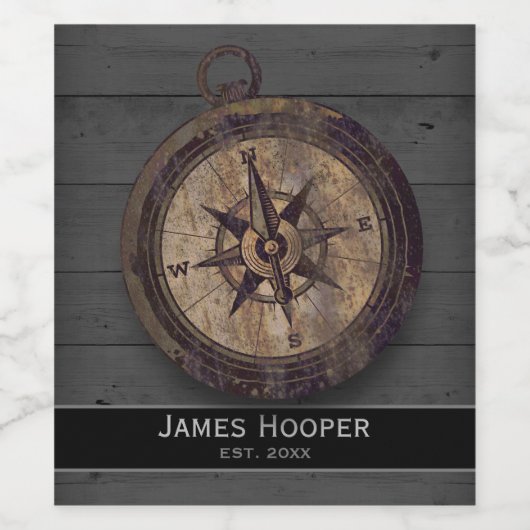 Étiquette Pour Bouteilles De Vin Compas Brown vintage (Étiquettes simples)