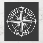 Étiquette Pour Bouteilles De Vin Compass star monogram personalizable emblem (Étiquettes simples)