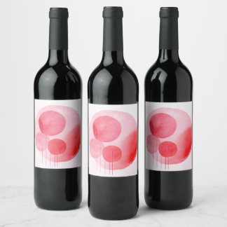 Étiquette Pour Bouteilles De Vin Composition Abstraite minimaliste en aquarelle ros