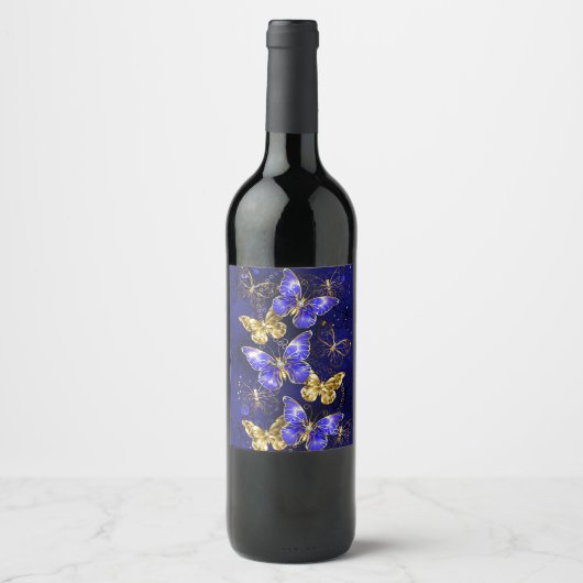 Étiquette Pour Bouteilles De Vin Composition avec papillons Sapphire (Devant)