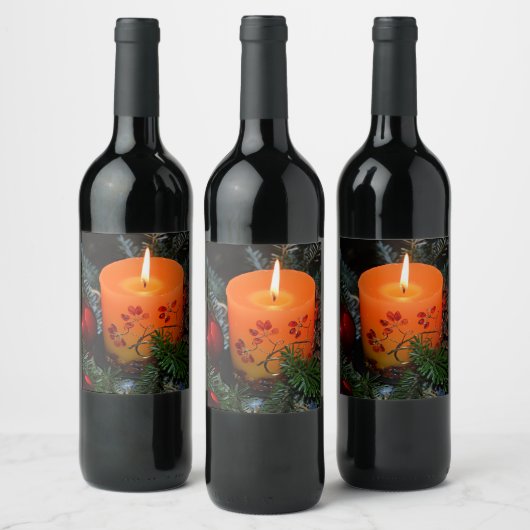 Étiquette Pour Bouteilles De Vin Composition de bougie de Noël (Bouteilles)