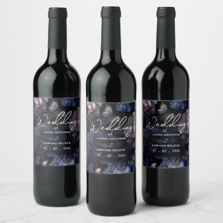 Étiquette Pour Bouteilles De Vin conception de mariage floral bordeaux mettant en v