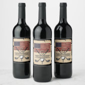 Étiquette Pour Bouteilles De Vin Conception de monogramme de golf avec drapeau amér (Bouteilles)