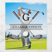 Étiquette Pour Bouteilles De Vin Conception de monogramme de golf d'image personnal (Étiquettes simples)