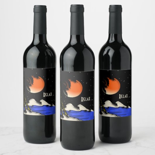 Étiquette Pour Bouteilles De Vin Conception de nuit insulaire Relax (Bouteilles)