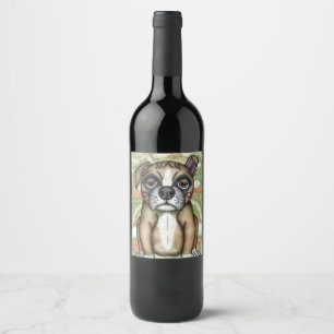 Étiquette Pour Bouteilles De Vin Conception d'illustration de bouledogue