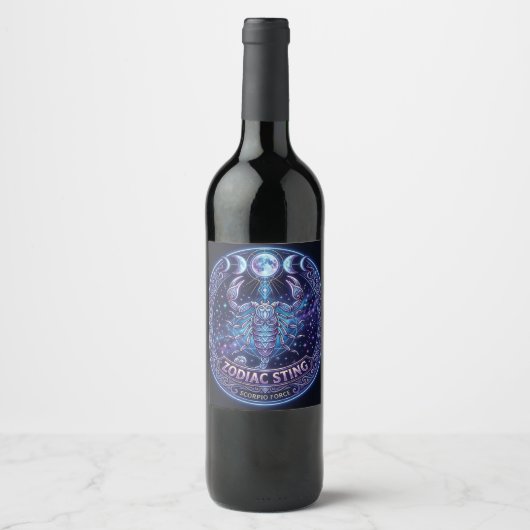 Étiquette Pour Bouteilles De Vin Conception graphique céleste du zodiaque Scorpion (Devant)