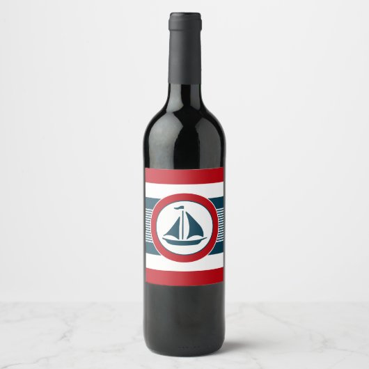 Étiquette Pour Bouteilles De Vin Conception nautique (Devant)