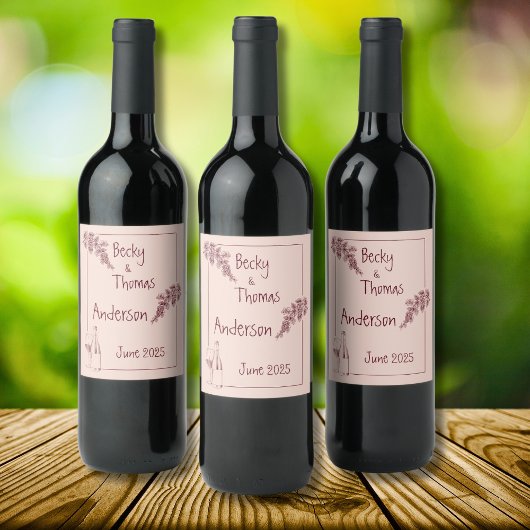 Étiquette Pour Bouteilles De Vin Conception simple avec trois noms