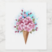 Étiquette Pour Bouteilles De Vin Cône rose Sakura crème glacée gaufre (Étiquettes simples)