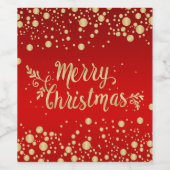 Étiquette Pour Bouteilles De Vin confetti d'or sur rouge Joyeux Noël (Étiquettes simples)